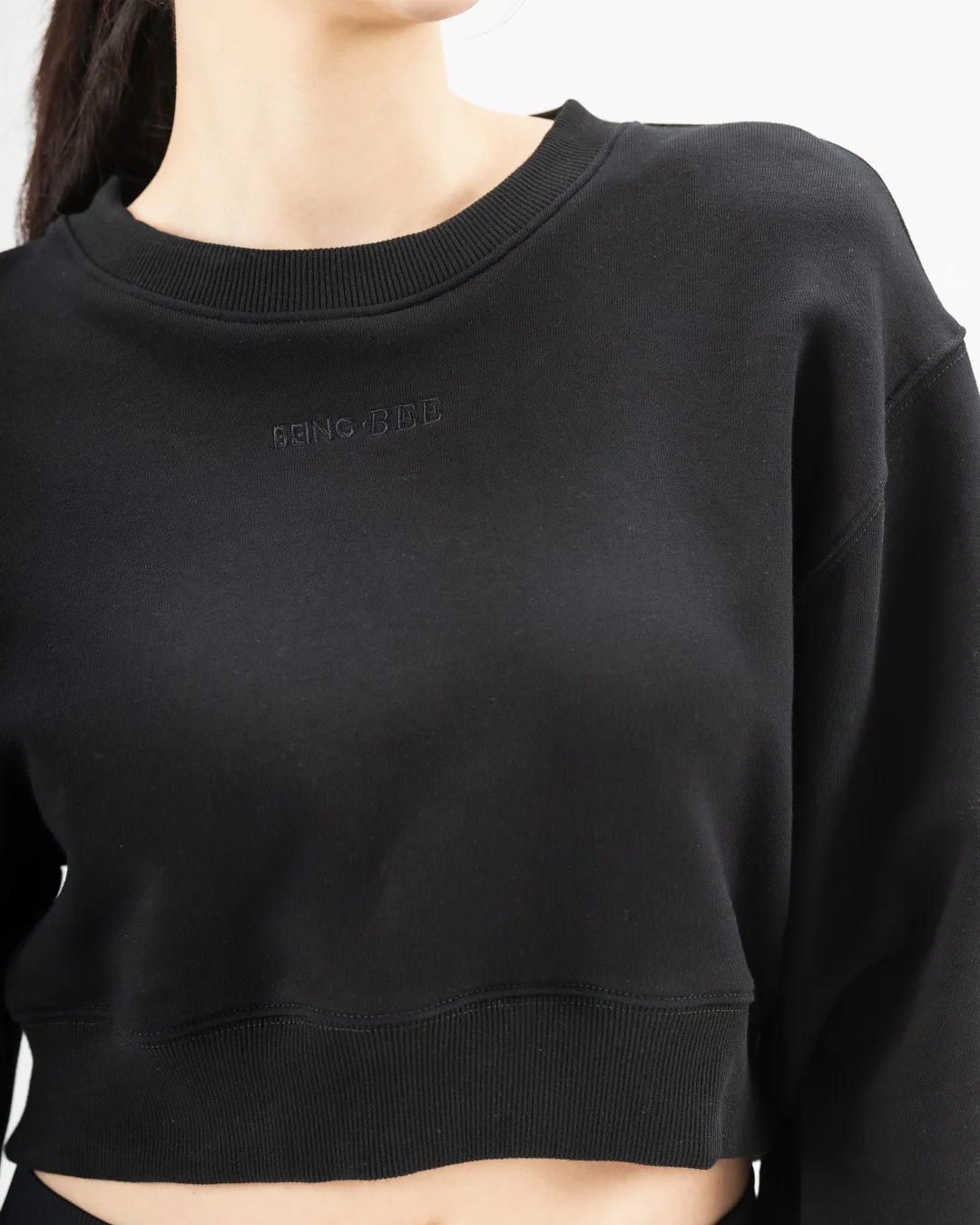 Sweater Cropped fit - black - close